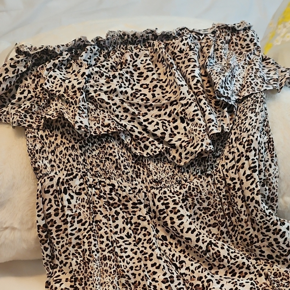 Leopard Print Strapless Dress